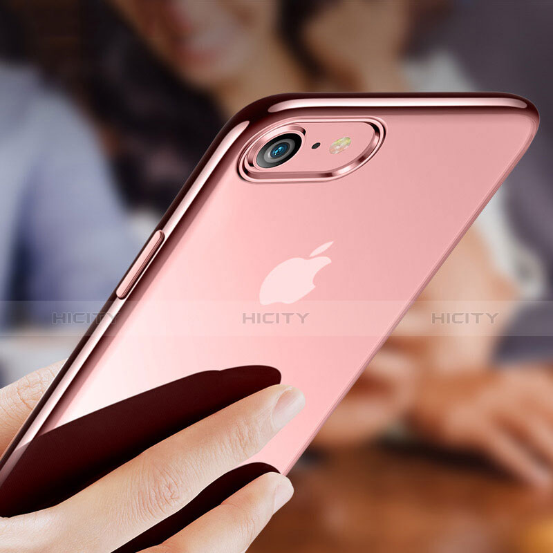 Apple iPhone 7用極薄ソフトケース シリコンケース 耐衝撃 全面保護 クリア透明 T18 アップル ローズゴールド