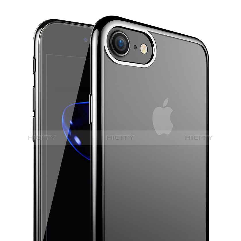 Apple iPhone 7用極薄ソフトケース シリコンケース 耐衝撃 全面保護 クリア透明 T18 アップル ブラック