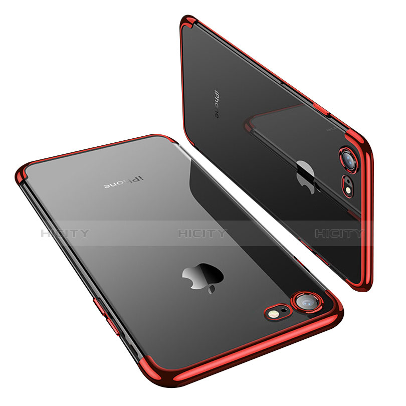 Apple iPhone 7用極薄ソフトケース シリコンケース 耐衝撃 全面保護 クリア透明 T19 アップル レッド