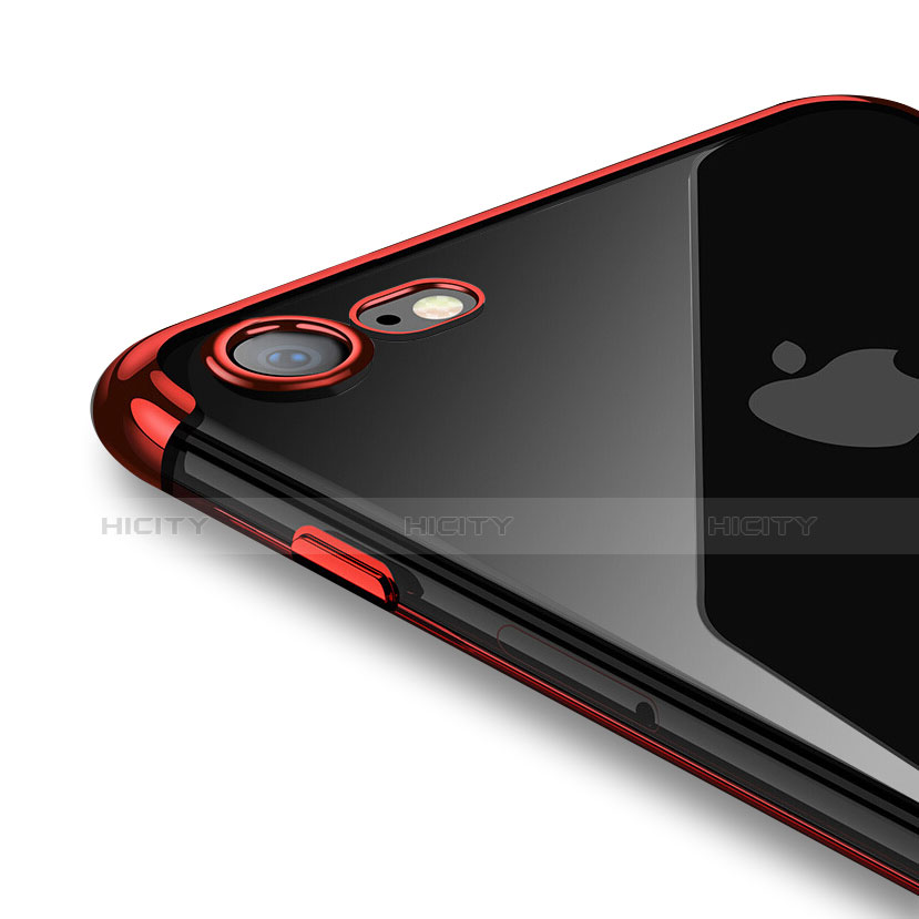 Apple iPhone 7用極薄ソフトケース シリコンケース 耐衝撃 全面保護 クリア透明 T19 アップル レッド