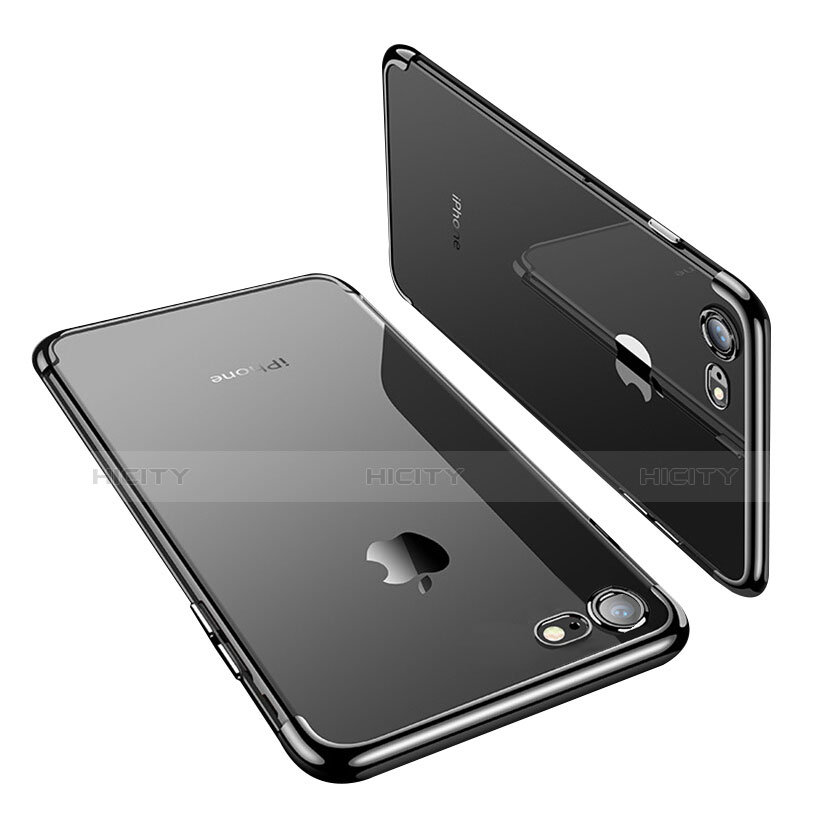 Apple iPhone 7用極薄ソフトケース シリコンケース 耐衝撃 全面保護 クリア透明 T19 アップル ブラック
