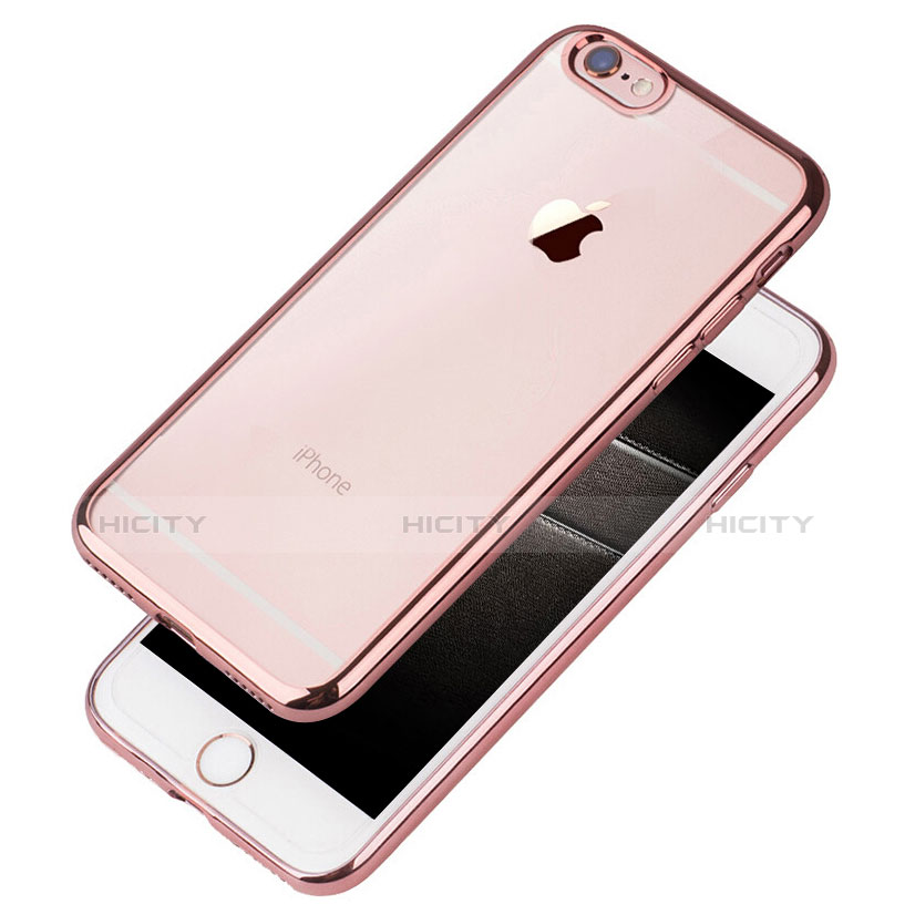 Apple iPhone 7用極薄ソフトケース シリコンケース 耐衝撃 全面保護 クリア透明 T21 アップル ローズゴールド