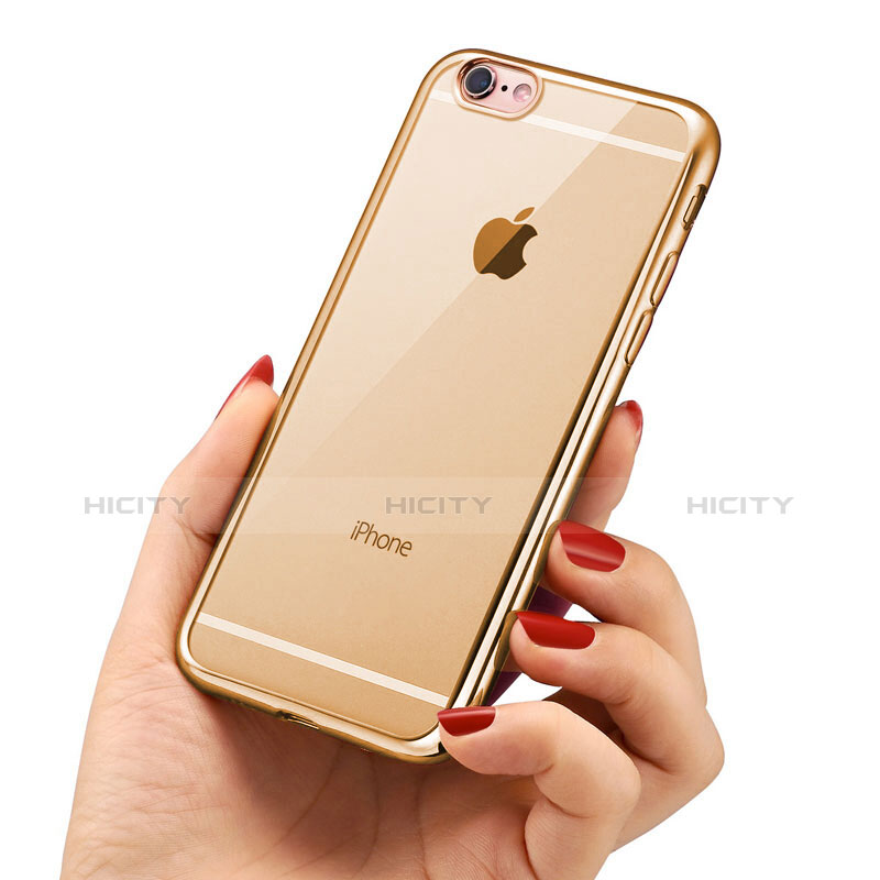 Apple iPhone 7用極薄ソフトケース シリコンケース 耐衝撃 全面保護 クリア透明 T21 アップル ゴールド