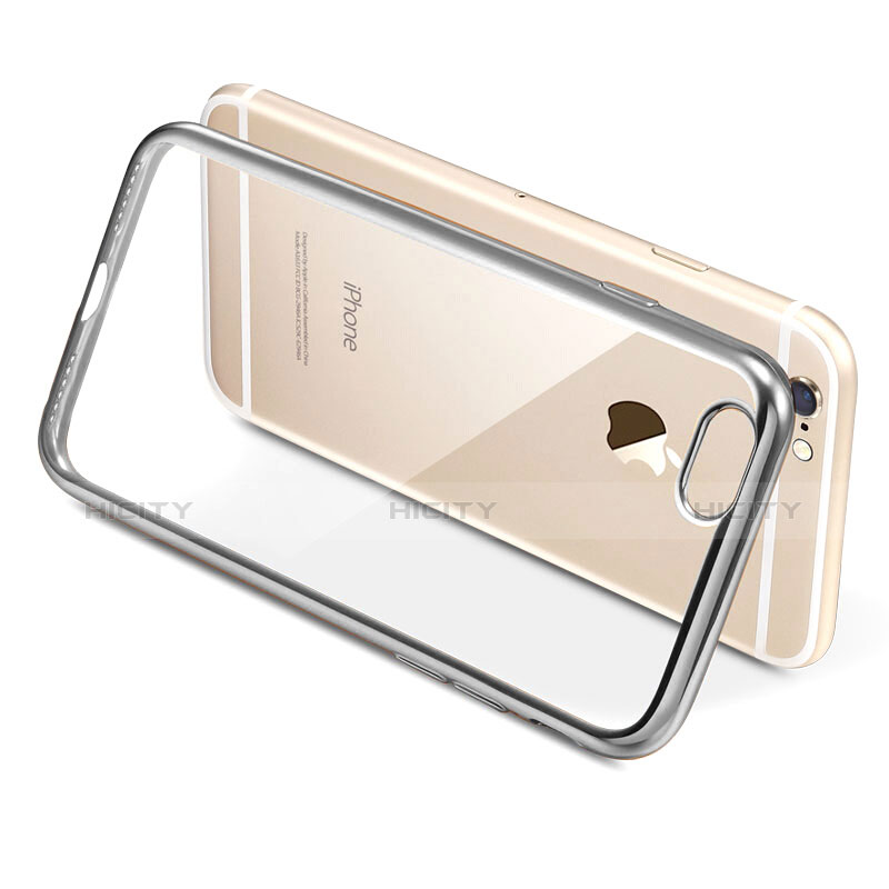 Apple iPhone 7用極薄ソフトケース シリコンケース 耐衝撃 全面保護 クリア透明 T21 アップル シルバー