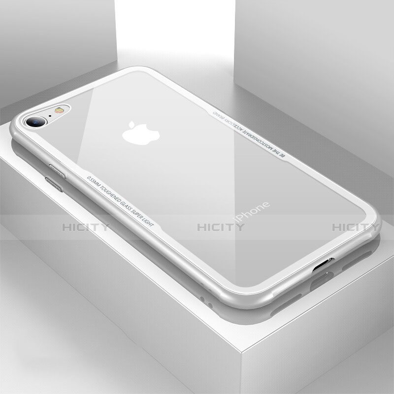 Apple iPhone 7用ハイブリットバンパーケース クリア透明 プラスチック 鏡面 カバー アップル ホワイト
