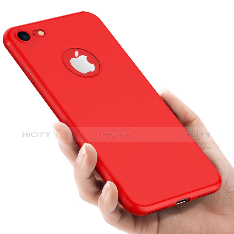 Apple iPhone 7用ハードケース プラスチック 質感もマット ロゴを表示します アップル レッド