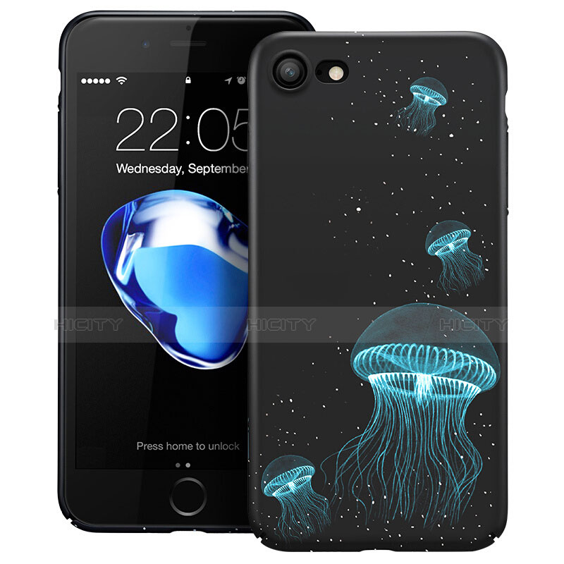 Apple iPhone 7用ハードケース プラスチック 蛍光 アップル ブラック