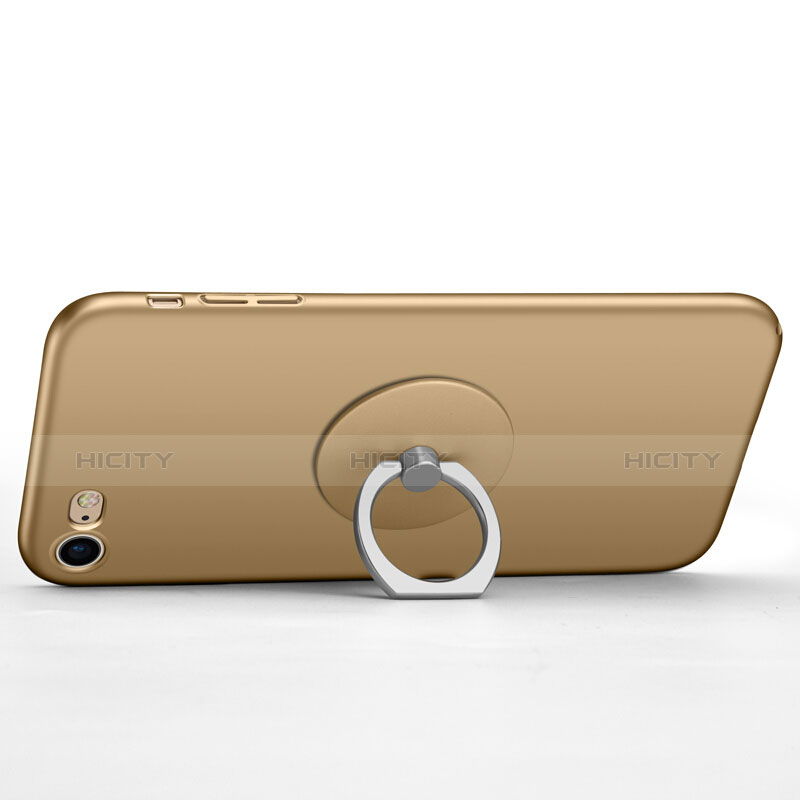 Apple iPhone 7用ハードケース プラスチック 質感もマット アンド指輪 アップル ゴールド