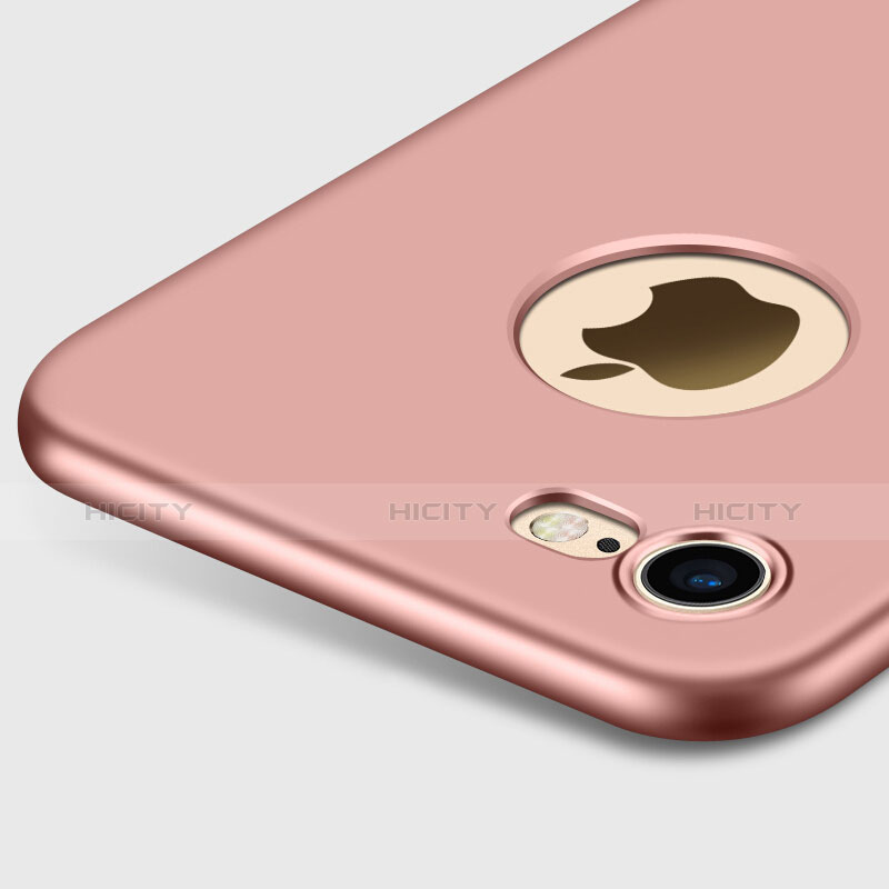 Apple iPhone 7用ハードケース プラスチック 質感もマット ロゴを表示します アンド指輪 アップル ピンク