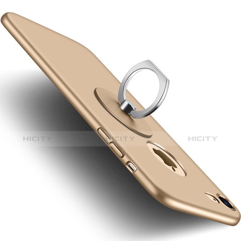 Apple iPhone 7用ハードケース プラスチック 質感もマット ロゴを表示します アンド指輪 アップル ゴールド