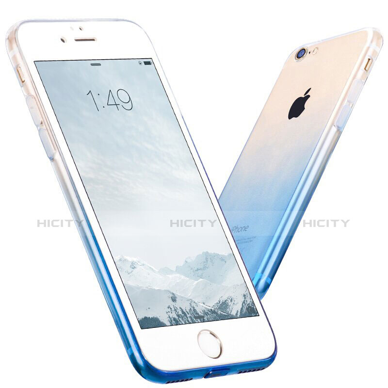 Apple iPhone 7用極薄ソフトケース グラデーション 勾配色 クリア透明 アップル ネイビー