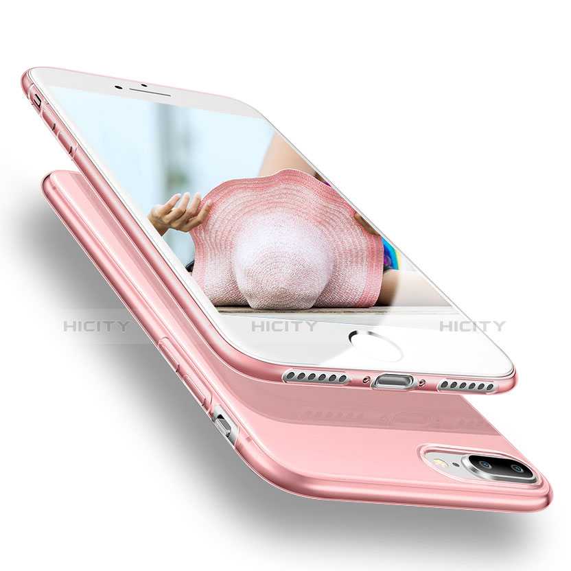 Apple iPhone 7 Plus用極薄ソフトケース シリコンケース 耐衝撃 全面保護 クリア透明 H20 アップル ピンク