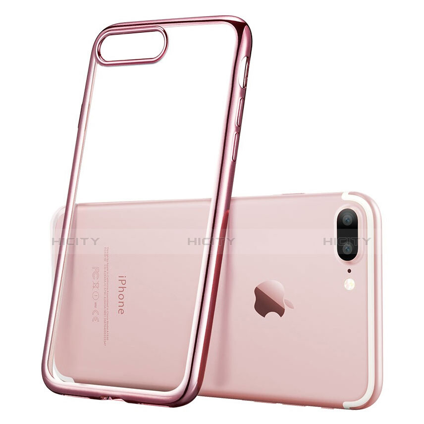 Apple iPhone 7 Plus用バンパーケース クリア透明 T01 アップル ピンク