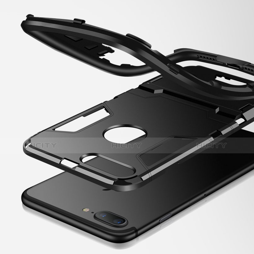 Apple iPhone 7 Plus用ハイブリットバンパーケース スタンド プラスチック アップル ブラック