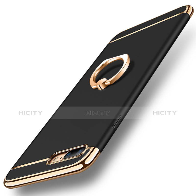 Apple iPhone 7 Plus用ケース 高級感 手触り良い メタル兼プラスチック バンパー アンド指輪 A06 アップル ブラック