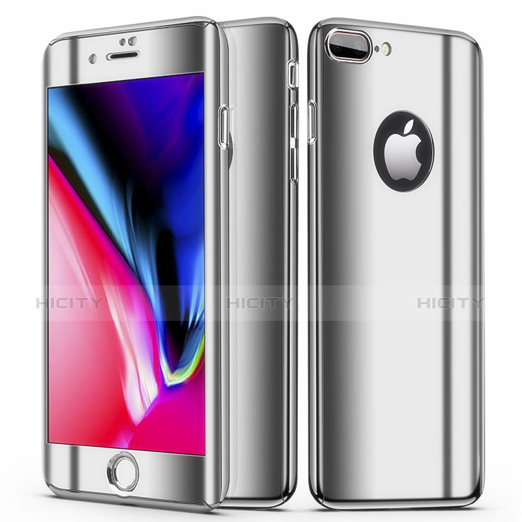 Apple iPhone 7 Plus用ハードケース プラスチック 質感もマット 前面と背面 360度 フルカバー アップル シルバー