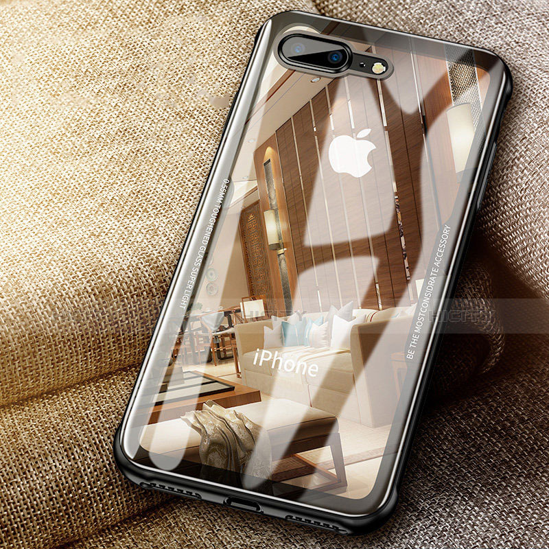 Apple iPhone 7 Plus用極薄ソフトケース シリコンケース 耐衝撃 全面保護 クリア透明 A05 アップル ブラック