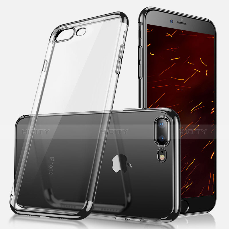 Apple iPhone 7 Plus用極薄ソフトケース シリコンケース 耐衝撃 全面保護 クリア透明 A07 アップル ブラック