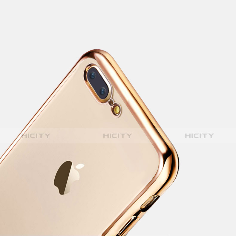 Apple iPhone 7 Plus用極薄ソフトケース シリコンケース 耐衝撃 全面保護 クリア透明 A08 アップル ゴールド