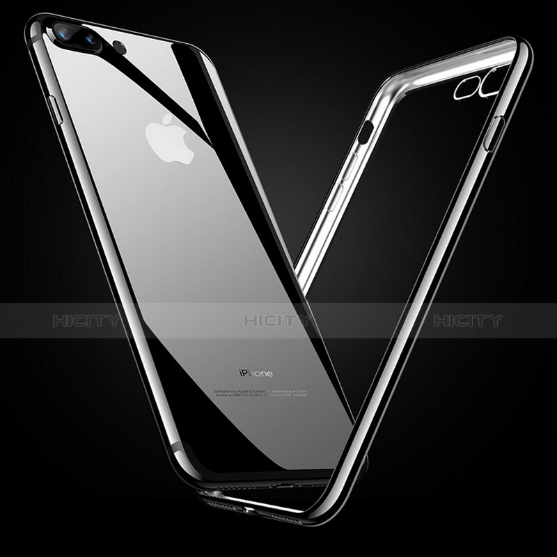 Apple iPhone 7 Plus用極薄ソフトケース シリコンケース 耐衝撃 全面保護 クリア透明 A08 アップル ブラック