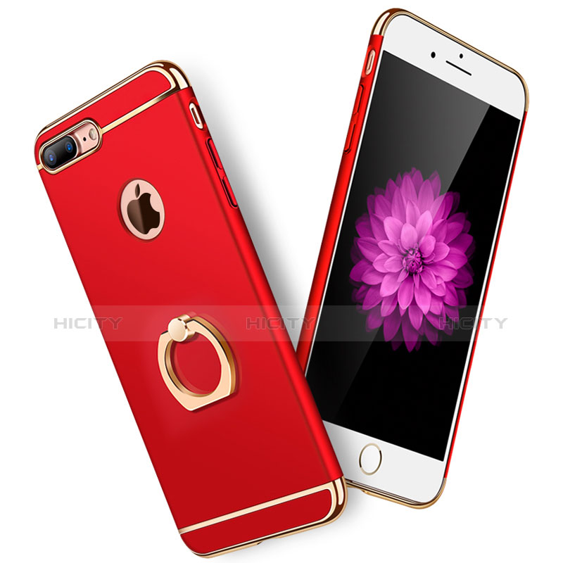 Apple iPhone 7 Plus用ケース 高級感 手触り良い メタル兼プラスチック バンパー アンド指輪 亦 ひも A01 アップル レッド