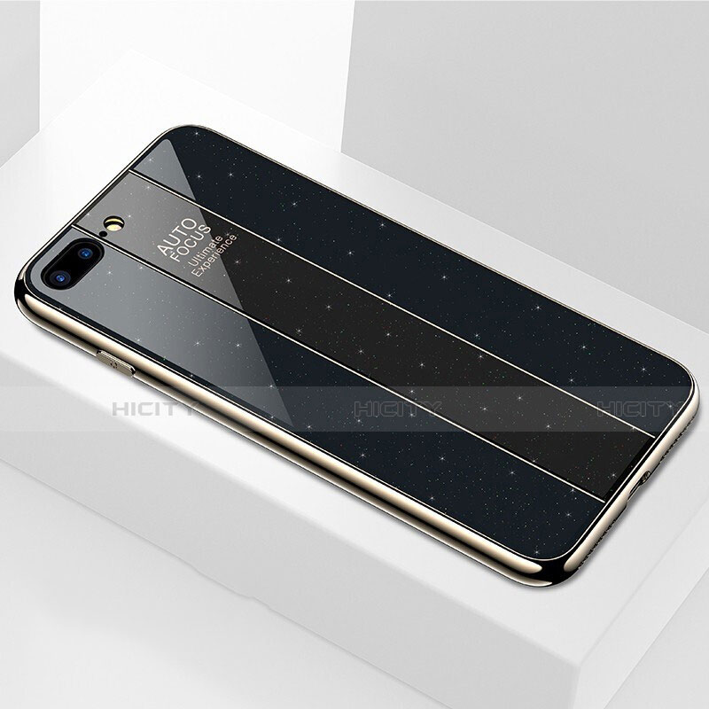 Apple iPhone 7 Plus用ハイブリットバンパーケース プラスチック 鏡面 カバー M01 アップル ブラック