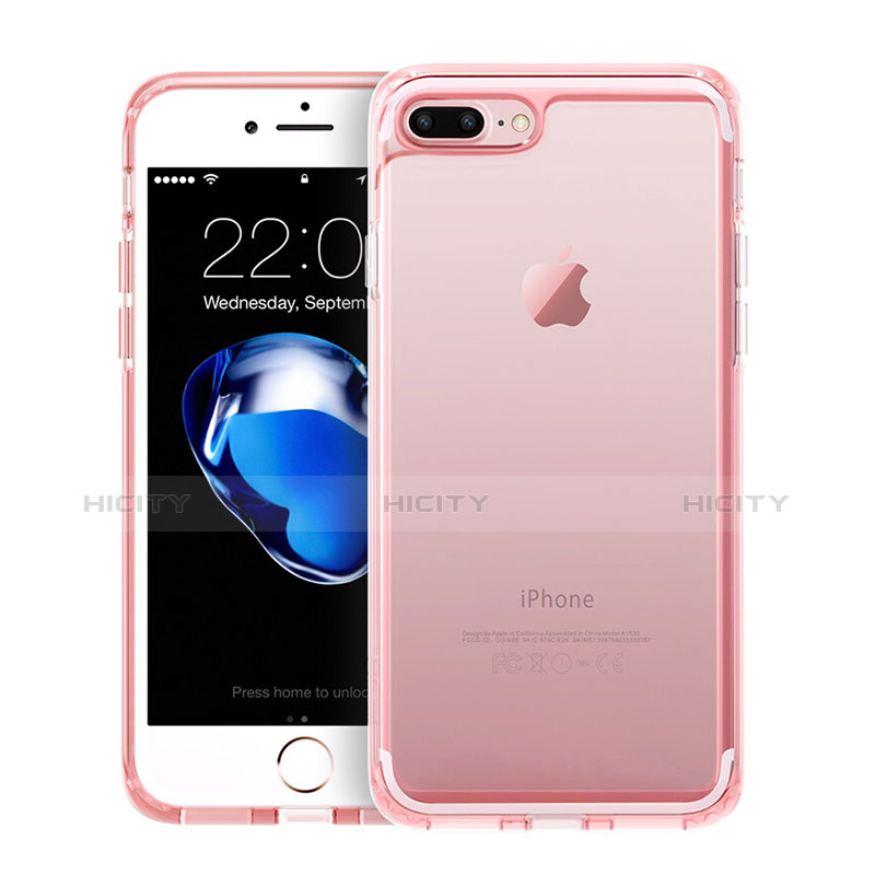 Apple iPhone 7 Plus用極薄ソフトケース シリコンケース 耐衝撃 全面保護 クリア透明 アップル ピンク
