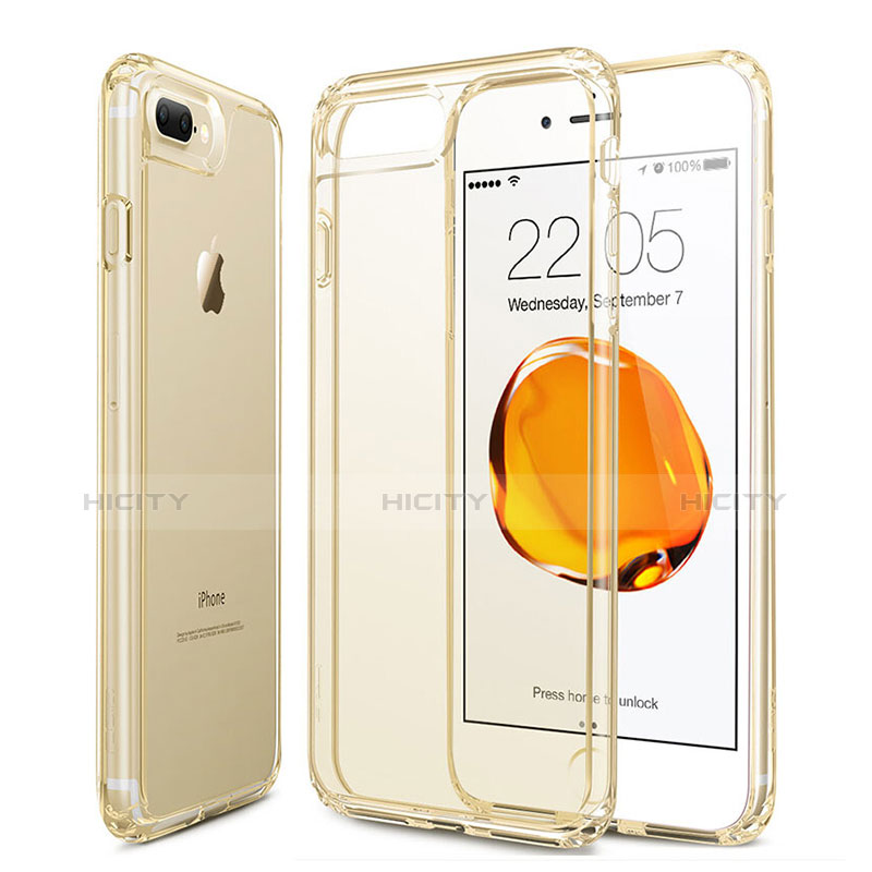Apple iPhone 7 Plus用極薄ソフトケース シリコンケース 耐衝撃 全面保護 クリア透明 アップル ゴールド