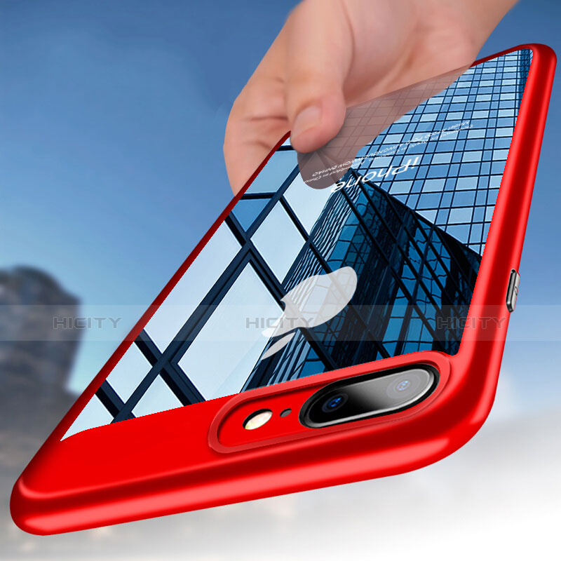 Apple iPhone 7 Plus用ハイブリットバンパーケース クリア透明 プラスチック B01 アップル レッド