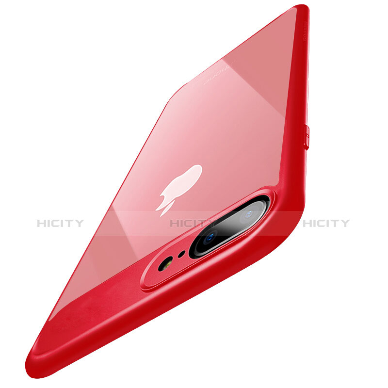 Apple iPhone 7 Plus用ハイブリットバンパーケース クリア透明 プラスチック B01 アップル レッド