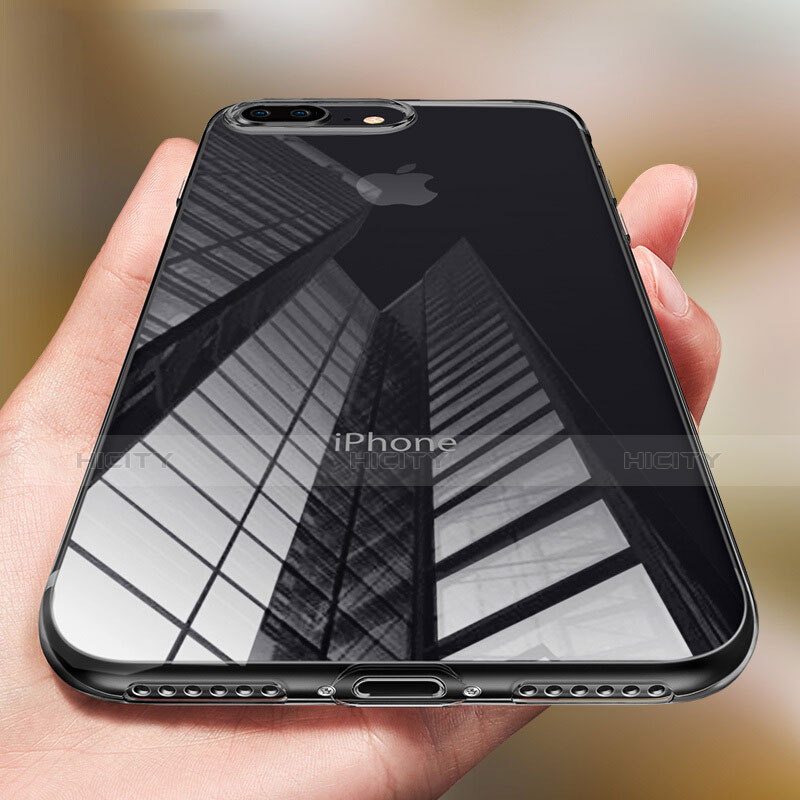 Apple iPhone 7 Plus用極薄ソフトケース シリコンケース 耐衝撃 全面保護 クリア透明 T03 アップル ブラック