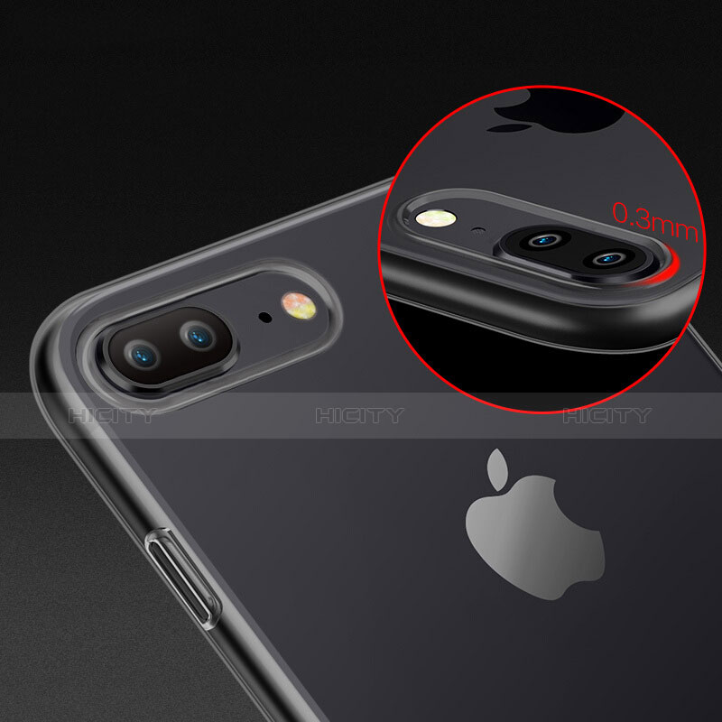 Apple iPhone 7 Plus用極薄ソフトケース シリコンケース 耐衝撃 全面保護 クリア透明 T03 アップル ブラック