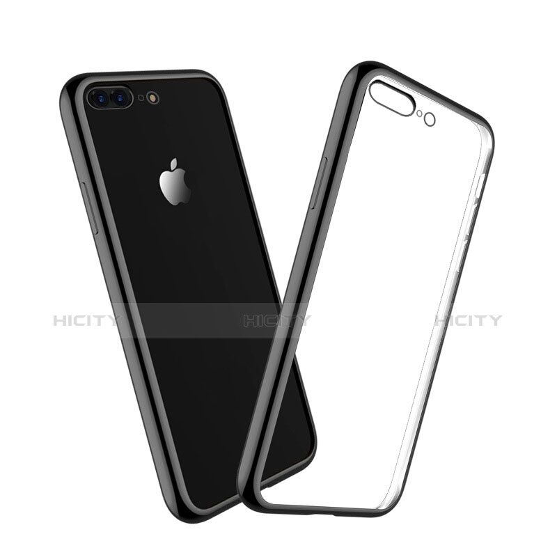 Apple iPhone 7 Plus用ハイブリットバンパーケース クリア透明 プラスチック アップル グレー