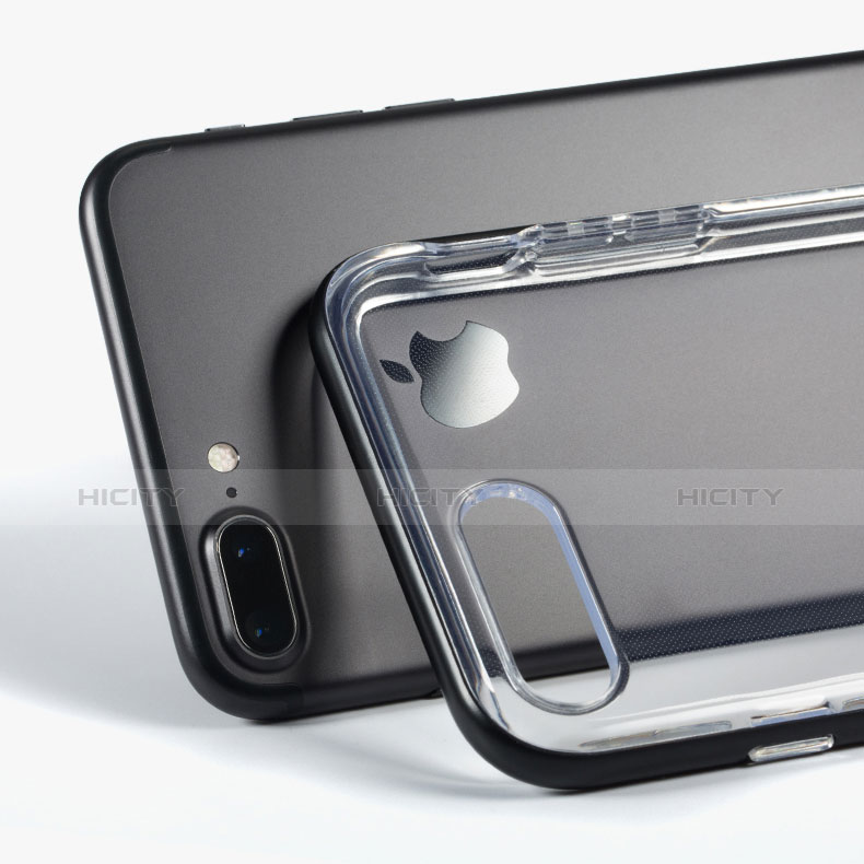 Apple iPhone 7 Plus用極薄ソフトケース シリコンケース 耐衝撃 全面保護 クリア透明 アンドスタンド アップル グレー