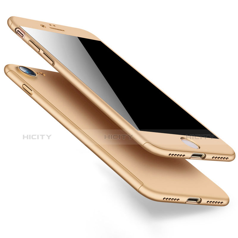Apple iPhone 8用ハードケース プラスチック 質感もマット 前面と背面 360度 フルカバー アップル ゴールド