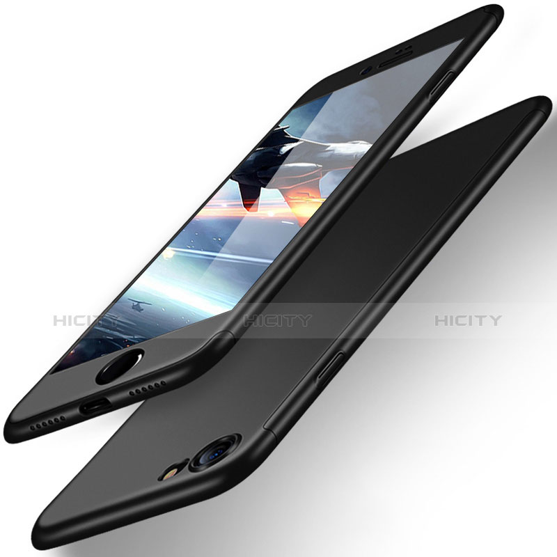 Apple iPhone 8用ハードケース プラスチック 質感もマット 前面と背面 360度 フルカバー アップル ブラック