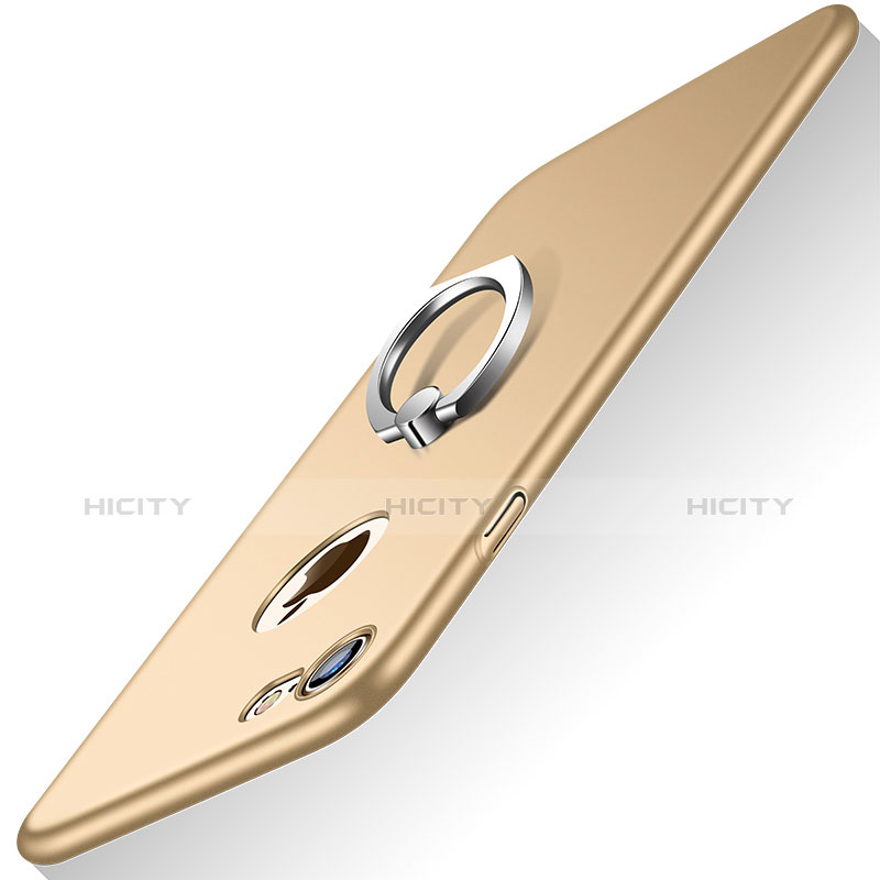 Apple iPhone 8用ハードケース プラスチック 質感もマット アンド指輪 A02 アップル ゴールド