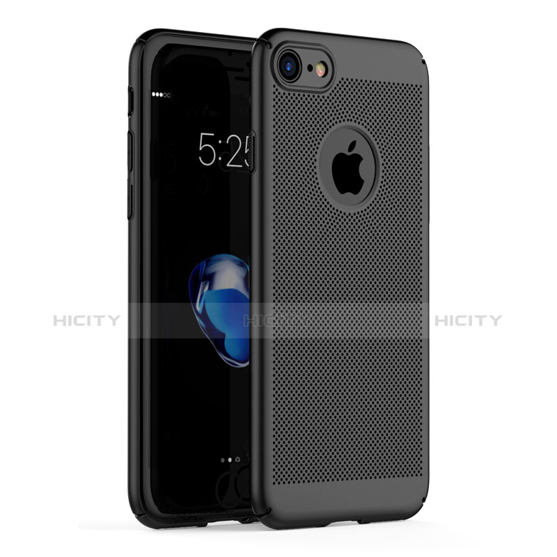 Apple iPhone 8用ハードケース プラスチック メッシュ デザイン G01 アップル ブラック