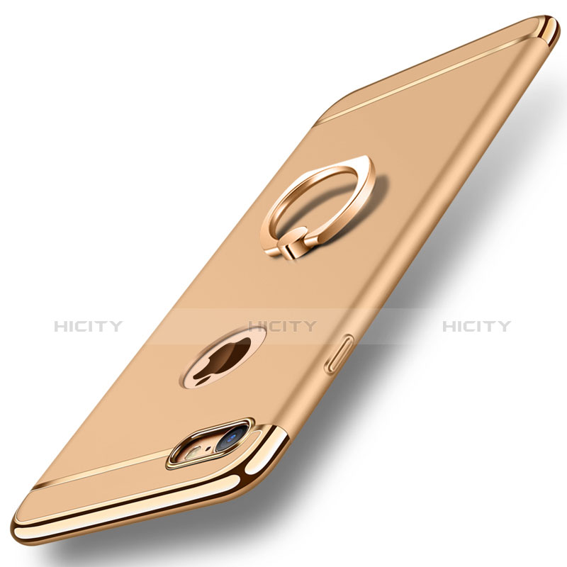 Apple iPhone 8用ケース 高級感 手触り良い メタル兼プラスチック バンパー アンド指輪 A01 アップル ゴールド