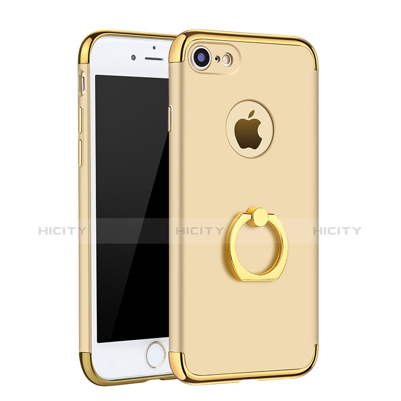 Apple iPhone 8用ケース 高級感 手触り良い メタル兼プラスチック バンパー アンド指輪 A02 アップル ゴールド