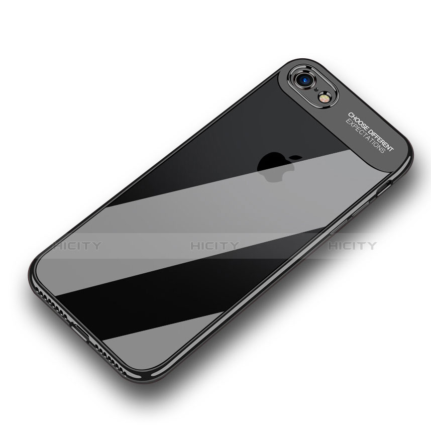 Apple iPhone 8用極薄ソフトケース シリコンケース 耐衝撃 全面保護 クリア透明 T18 アップル ブラック