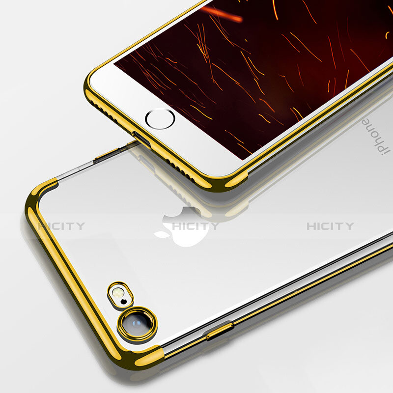 Apple iPhone 8用極薄ソフトケース シリコンケース 耐衝撃 全面保護 クリア透明 T19 アップル ゴールド