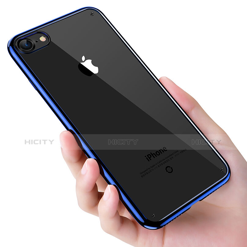 Apple iPhone 8用極薄ソフトケース シリコンケース 耐衝撃 全面保護 クリア透明 T21 アップル ネイビー