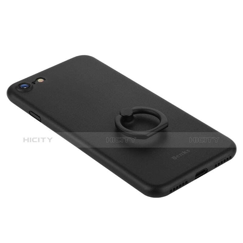 Apple iPhone 8用ハードケース プラスチック 質感もマット アンド指輪 F01 アップル ブラック