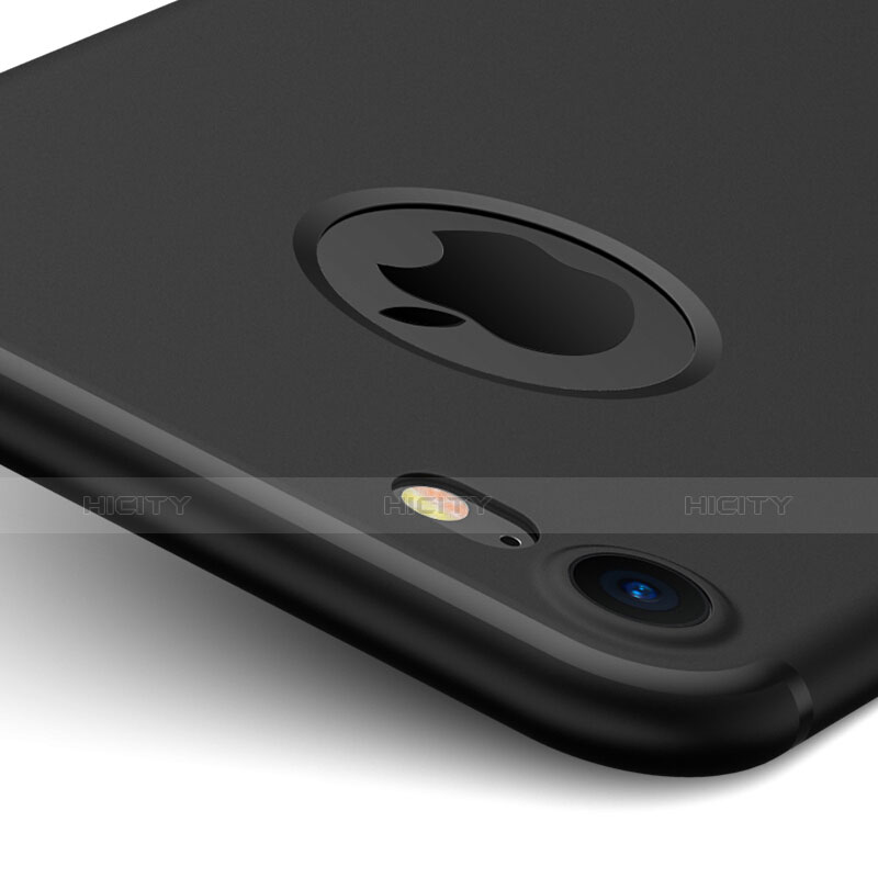 Apple iPhone 8用ハードケース プラスチック 質感もマット ロゴを表示します アップル ブラック