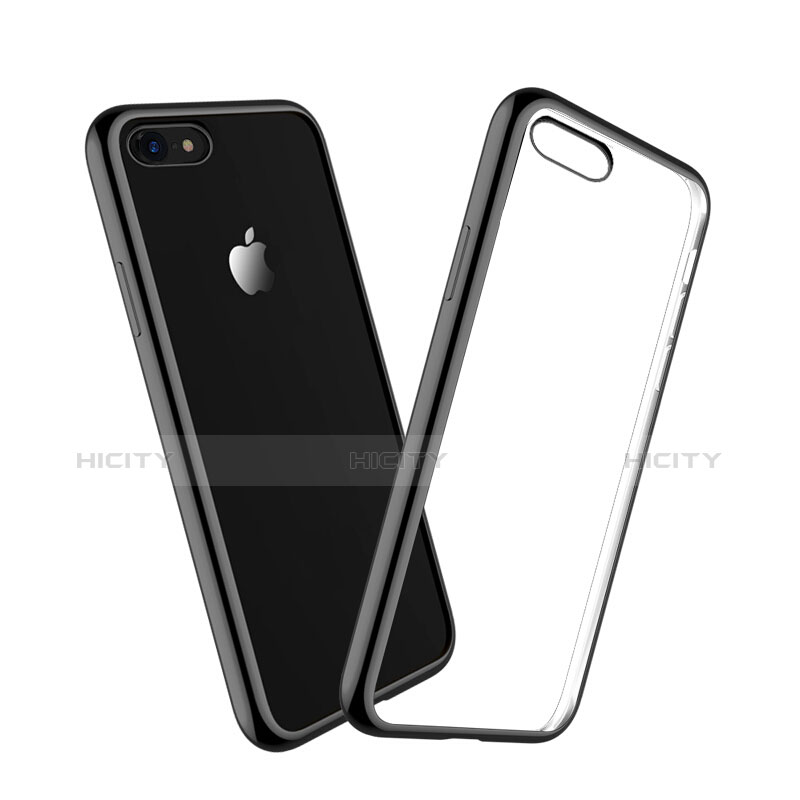 Apple iPhone 8用ハイブリットバンパーケース クリア透明 プラスチック アップル ブラック
