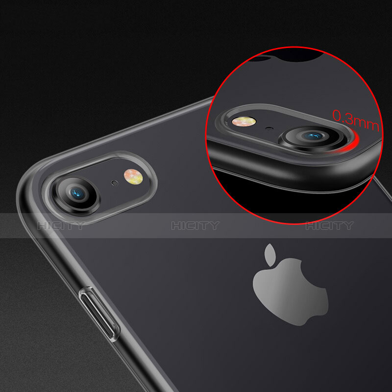 Apple iPhone 8用極薄ソフトケース シリコンケース 耐衝撃 全面保護 クリア透明 アップル ブラック
