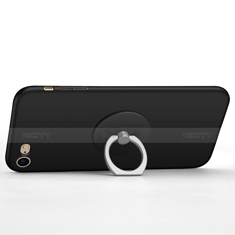 Apple iPhone 8用ハードケース プラスチック 質感もマット アンド指輪 アップル ブラック