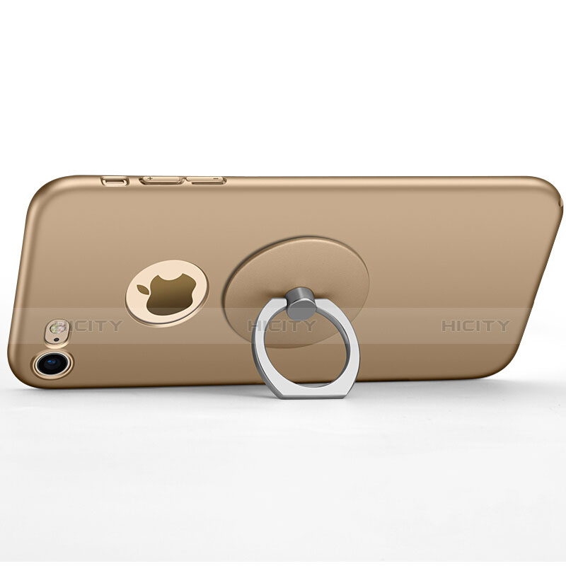 Apple iPhone 8用ハードケース プラスチック 質感もマット ロゴを表示します アンド指輪 アップル ゴールド