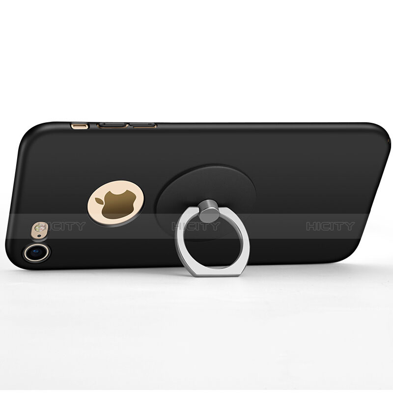 Apple iPhone 8用ハードケース プラスチック 質感もマット ロゴを表示します アンド指輪 アップル ブラック